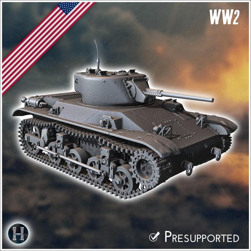 M22 Locust (combat damaged version) - USA US Army Western Front Normandy Africa Bulge WWII D-Day