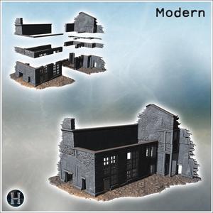 Industrial ruin with exposed piping, steel framework, and broken brick walls (11) - Modern WW2 WW1 World War Diaroma Wargaming RPG Mini Hobby