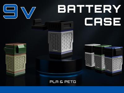 9V Battery Case Holder Futuristic Design