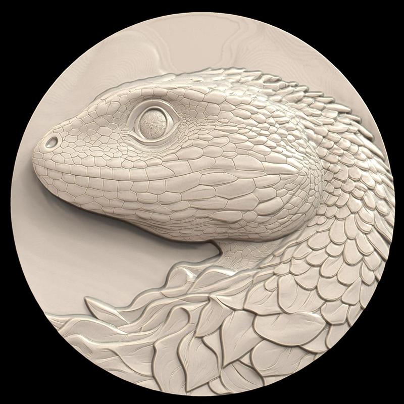 3D Model STL File for CNC Router/Laser & 3D Printer A Reptile with a Structure on Its Head That Amplifies Sounds