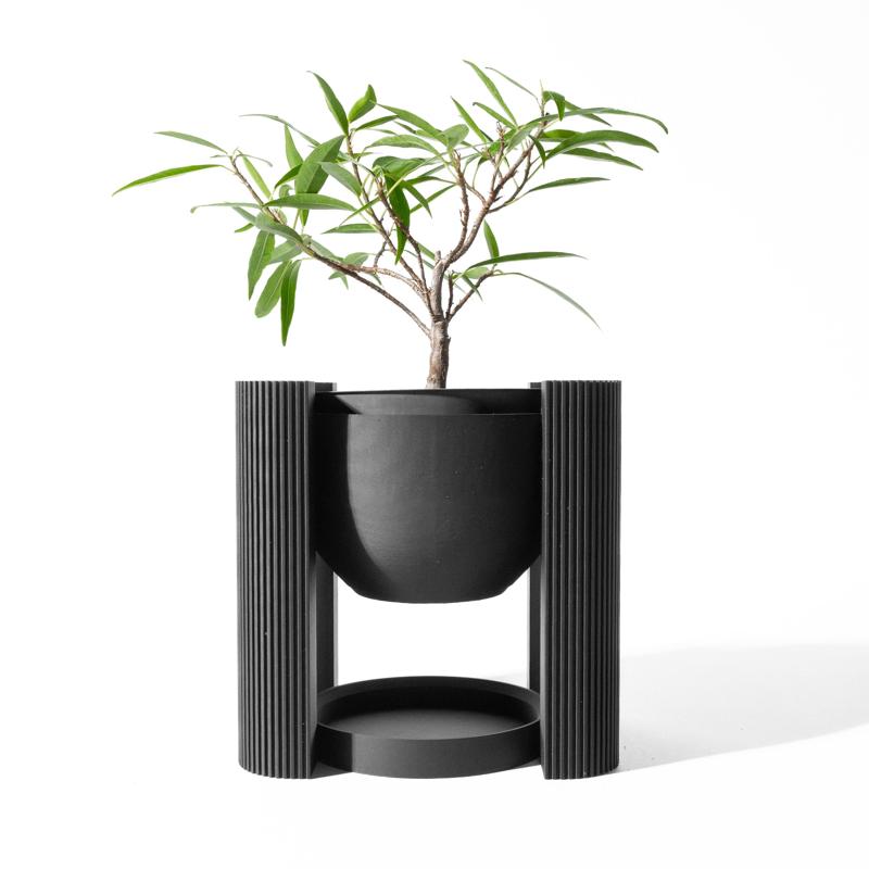 The Avor Planter Pot with Drainage Tray & Stand: Modern and Unique Home Decor for Plants and Succulents  | STL File