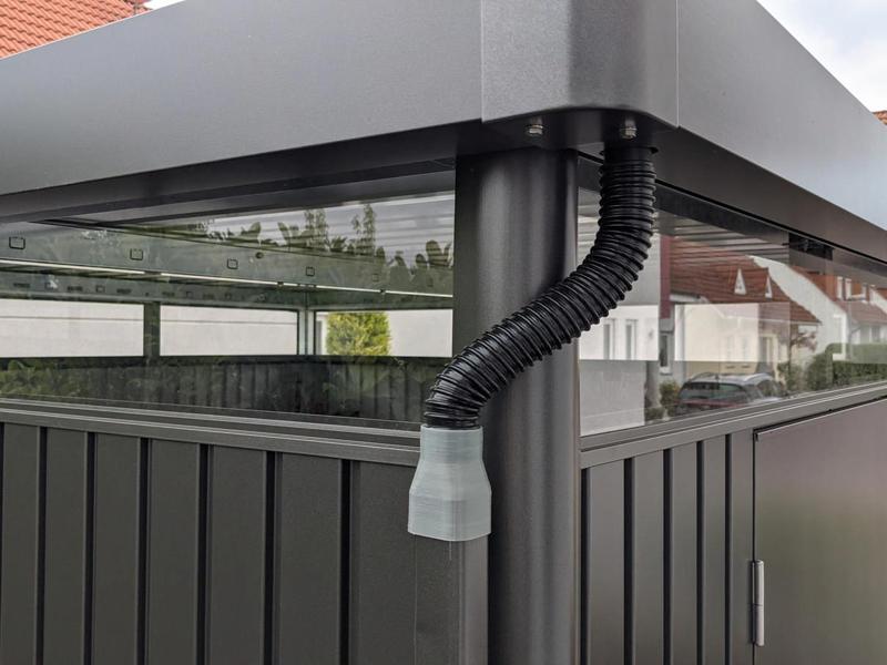 Downpipe connector for Biohort garden shed