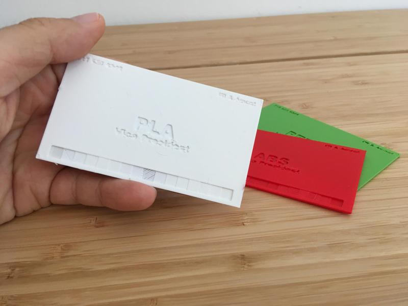 Business Card Style Filament Sample