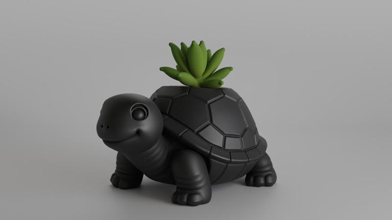 Turtle Planter STL File – Cute Animal Succulent Pot or Desk Organizer Digital Download for 3D Printing – Kawaii Turtle Design