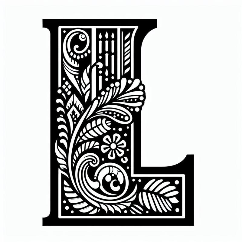 Frottage creation: letter L (version 3)