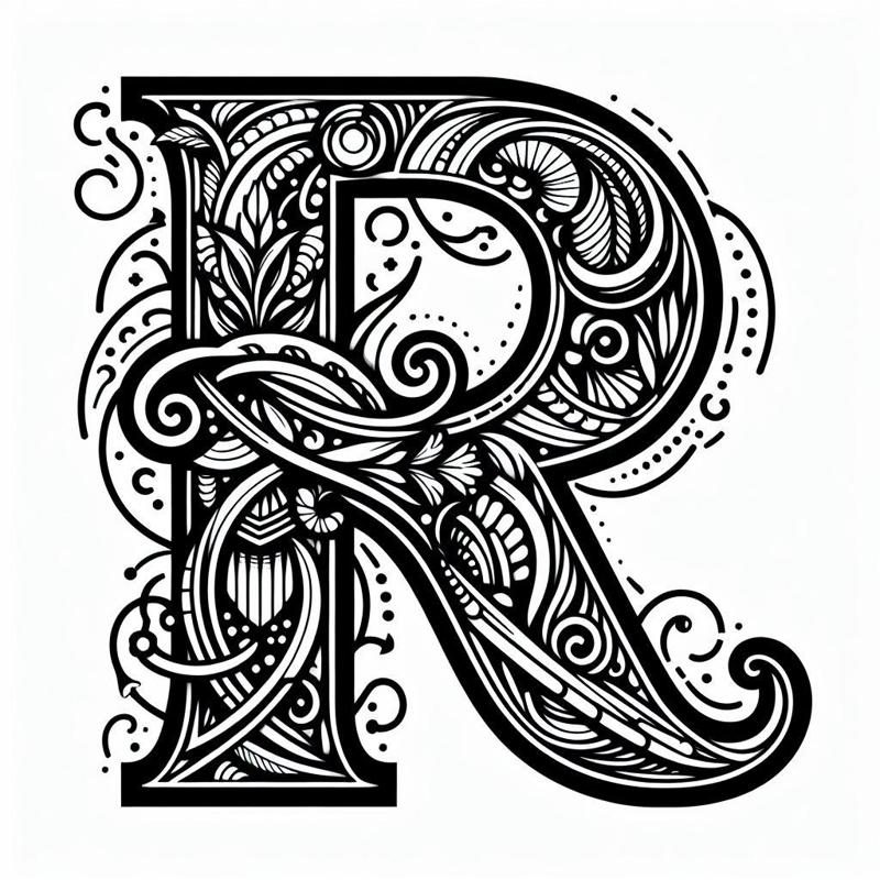 Frottage creation: letter R (version 6)