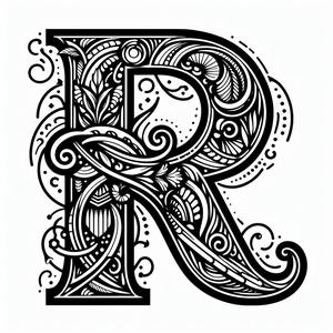 Frottage creation: letter R (version 6)