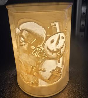 lithopane christmas tealight deadpool with snowman