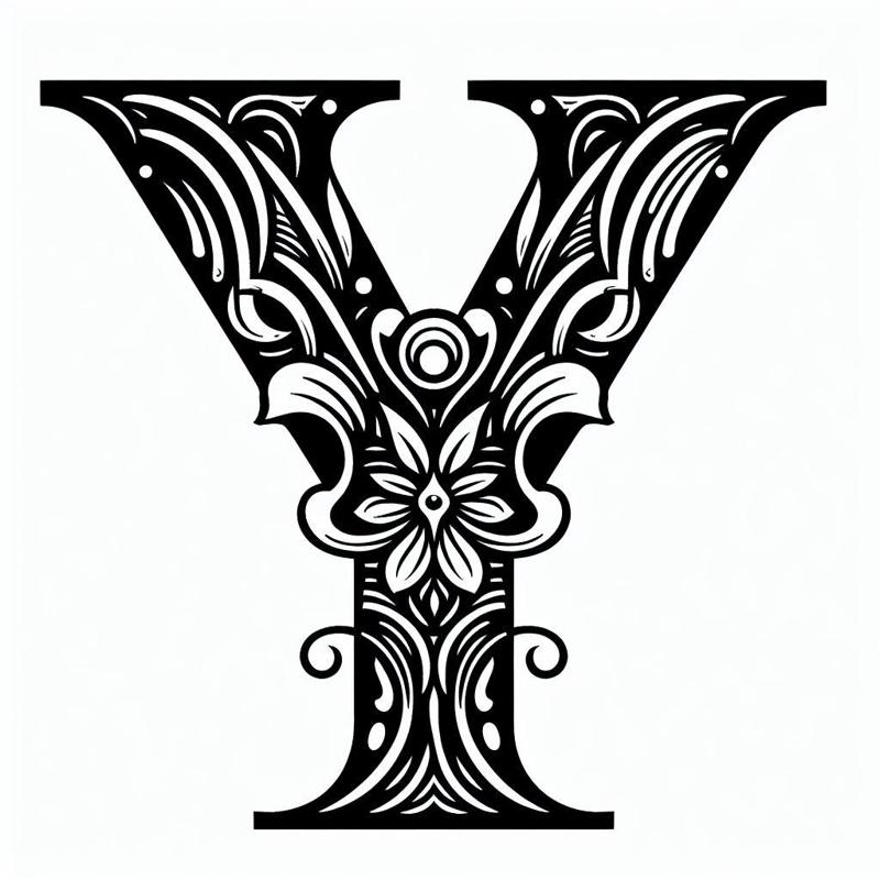 Frottage creation: letter Y (version 8)