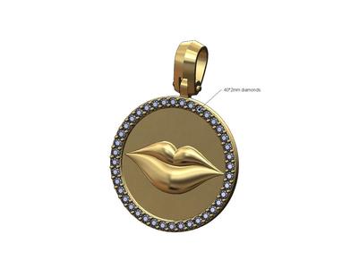 Diamond lips round pendant 3D print model