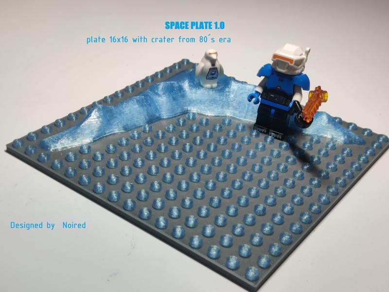 SpacePlate 1.0 with crater 16x16 for Lego