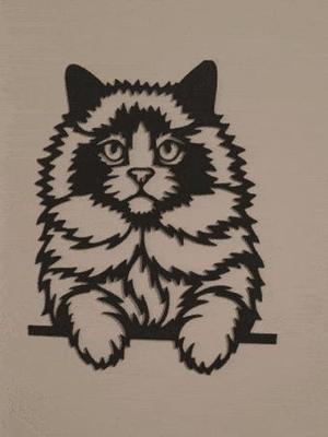 Purrfect Pet: Cute Cat Sculpture for 3D Printing, line art cat, 2d art cat, wall art cat