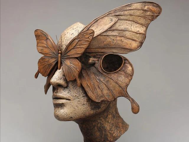 Butterfly Head Vase Sculpture