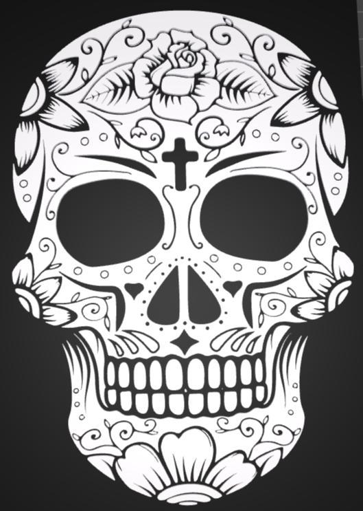 Skull 3D Picture w/ Cross