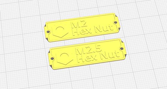 Gridfinity Bin Printable Labels: M2 - M20 Hex Nuts