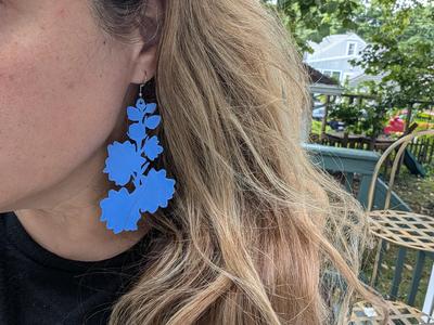 Larkspur Earrings - July Birth Flower - wildflower, botanical plant dangle earrings