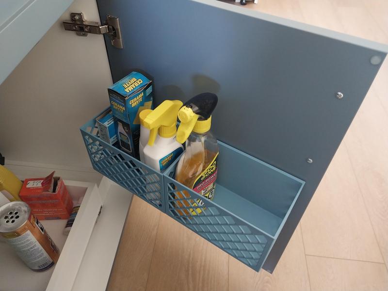 Under sink cabinet door basket