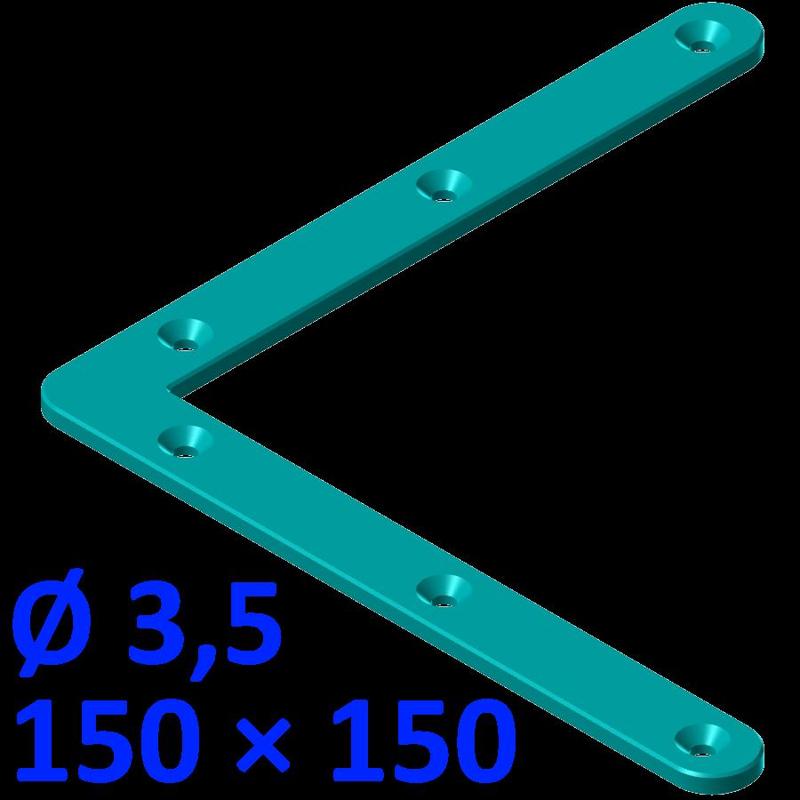 Flat bracket 150x150x16, screws Ø 3.5 mm