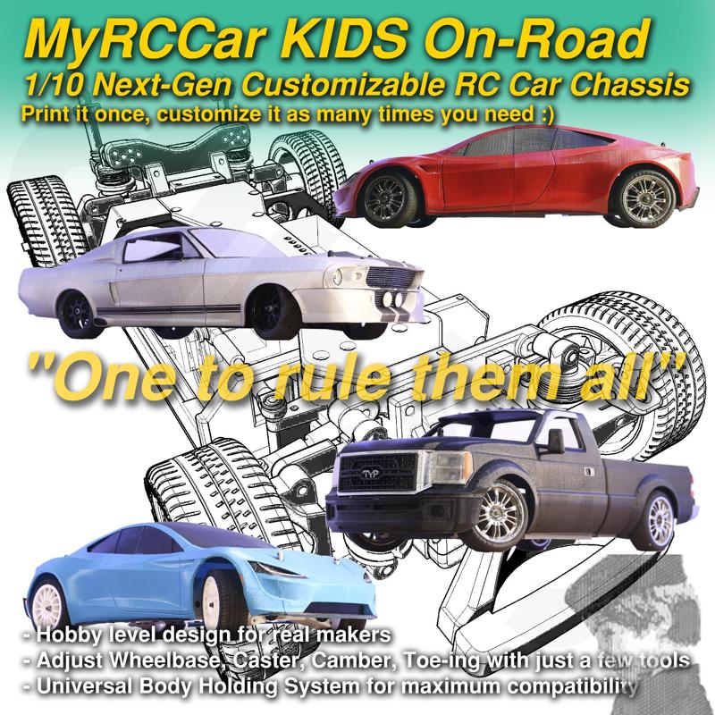 MyRCCar KIDS On-Road, 1/10 Next-Gen Customizable RC Car Chassis
