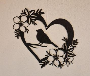 Wall Art & Decor: Bird in a Heart with Flowers