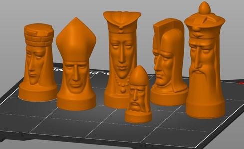 Sculptured "Gothic' Chess set by Peter Ganine