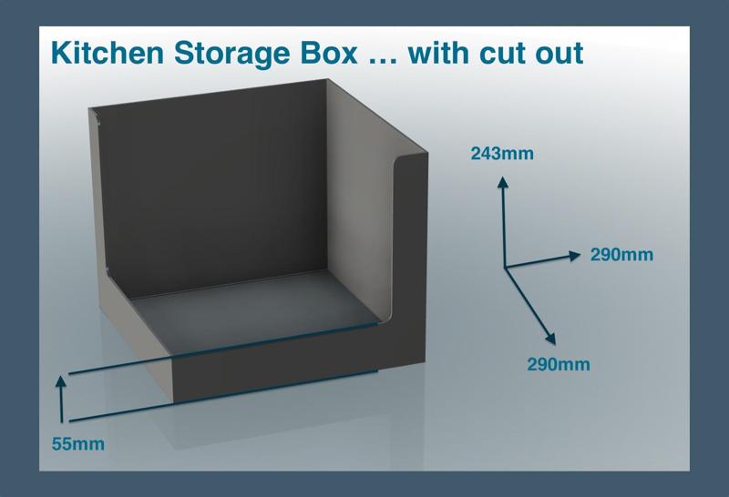 kitchen storage box with cutout