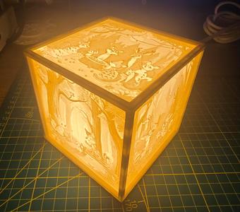 lithopane box lamp forest animals