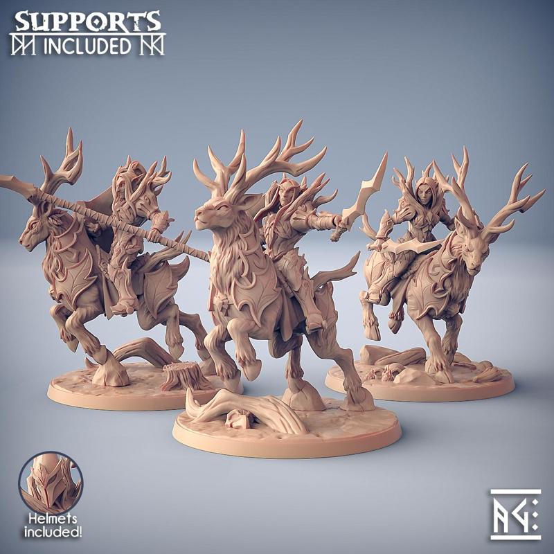 Sylvan Stag Riders - 3 Modular Units with mounts