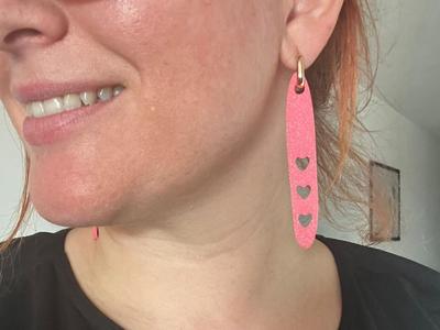 Oval heart long earrings