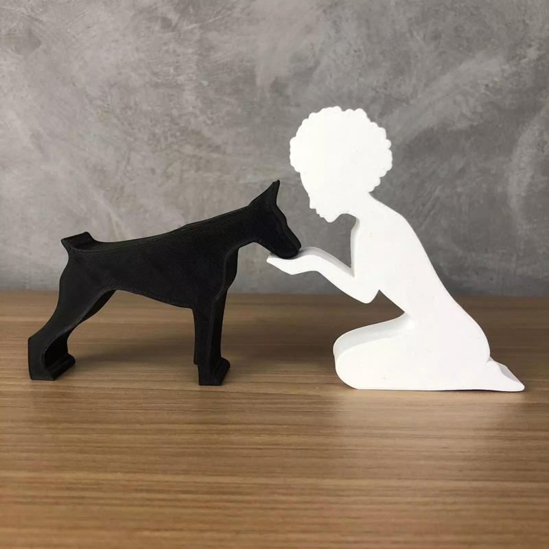 Girl and her Doberman -afro hair- for 3D printer