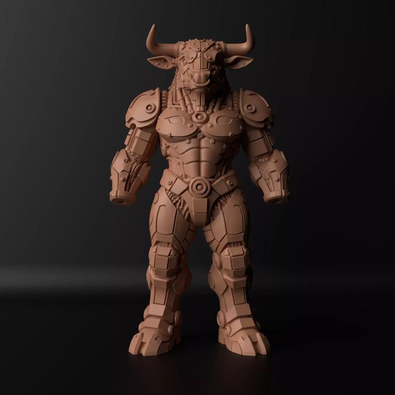 Cyberpunk Minotaur  Full Body Bull Sculpture