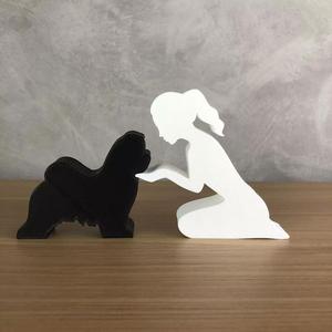 Girl and her Maltese -tied hair- for 3D printer or laser cut