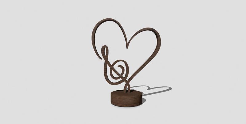 Sol Key and Heart, Harmony Love of Music, Abstract Sculpture for Home Decor, Desk Decorations, Music Lovers, Music Symbols Gifts for Office Bookshelf Music Room Decor