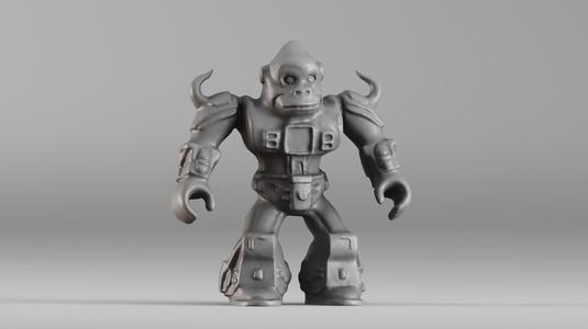 001641 Mecha Gorilla Warrior Stylized 3D Character for Printing V1