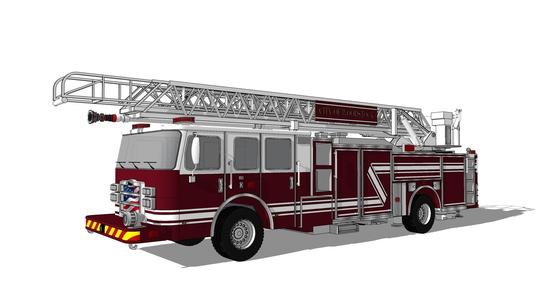 Pierce Enforcer 107-Foot Ascendant Aerial Quint Fire Truck - SKP DAE OBJ 3D Model