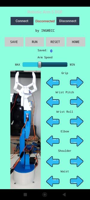 ROBOTIC ARM 5 DOF (ARDUINO SKETCH .INO + FULL SOURCE CODE MIT APP INVENTOR .AIA + WORKING APP .APK)