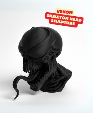 VENOM SKELETON HEAD SCULPTURE / HOMEDECOR / ABSTRACT DESIGN / HALLOWEEN