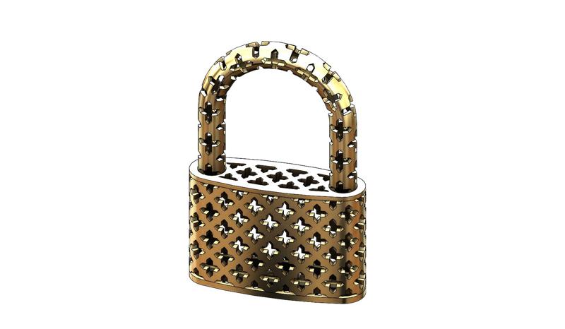 Moucharabieh gold padlock 3D print model