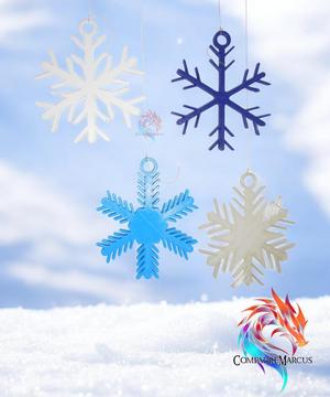 Snowflake ornaments, set of 4 / 3mf included