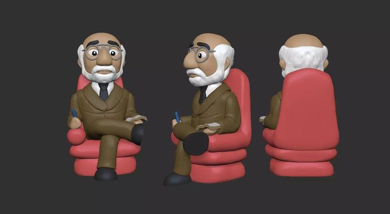 Sigmund Freud Cartoon style figurine