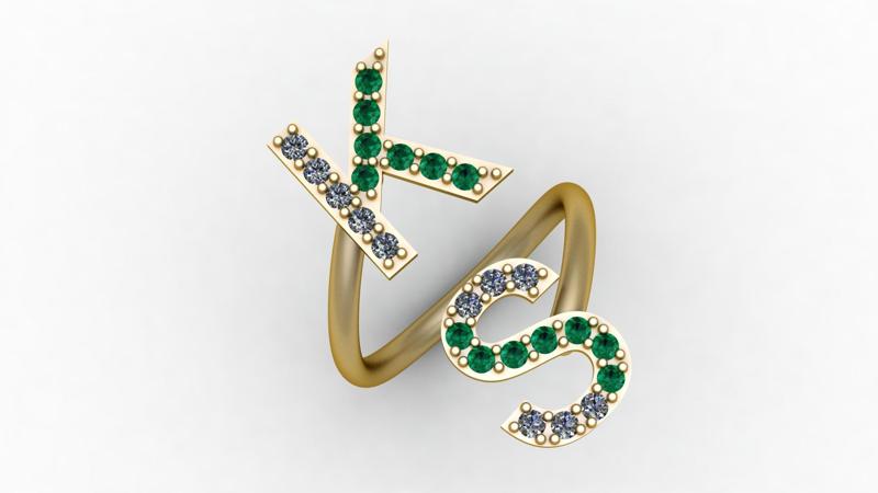 K S ALPHABET RING 3D PRINTABLE MODEL