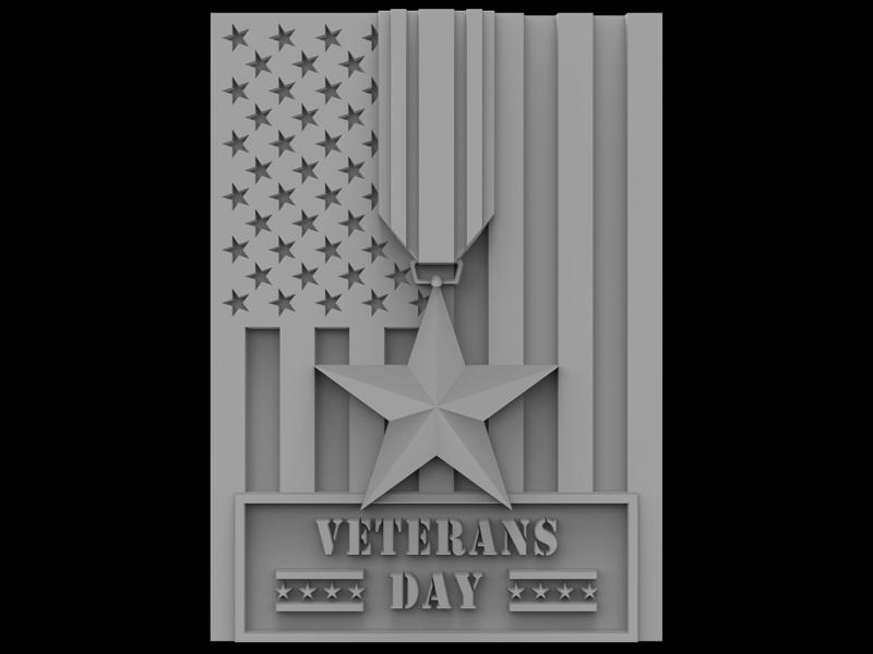 3D Model STL File for CNC Router/Laser & 3D Printer Veterans Day