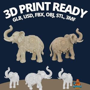 Asia-Inspired Detailed Elephant Sculpture – 3D Printable Artistic Model