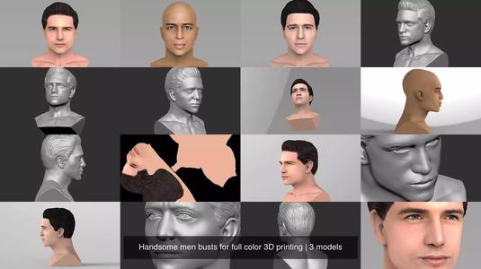 Handsome men busts for full color 3D printing 3D Model Collection