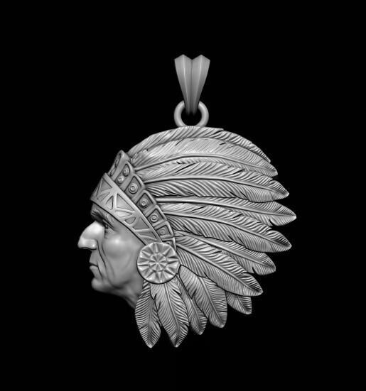 Native American Indian man pendant 3D print model