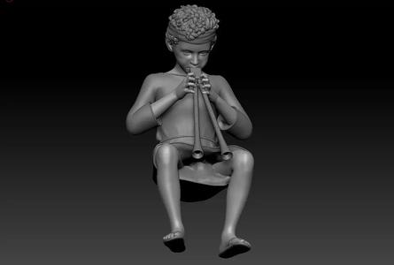 Child playing a flute - printable