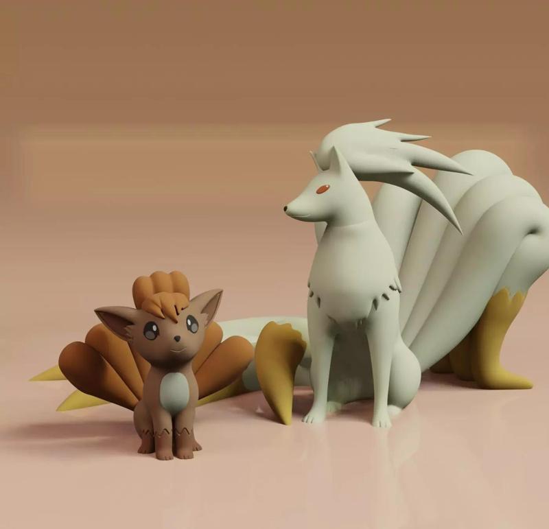 Vulpix Ninetales Pokemon Fanart 2 poses