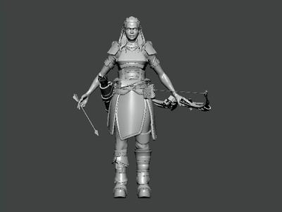 3D Model-CHARACTER0042 woman holding bow and arrow