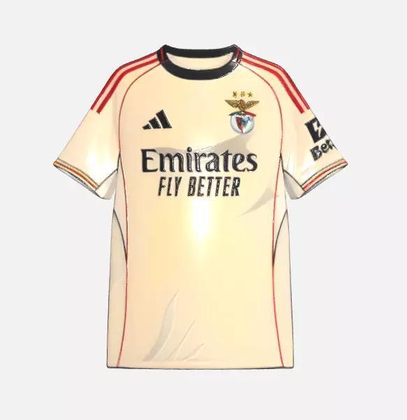 Benfica 2025 26 Away Kit 3D Model High Quality Football Jersey