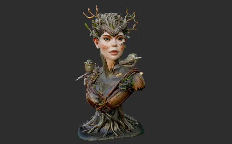 Woodland Enchantress  3D Printable Forest Deity Bust